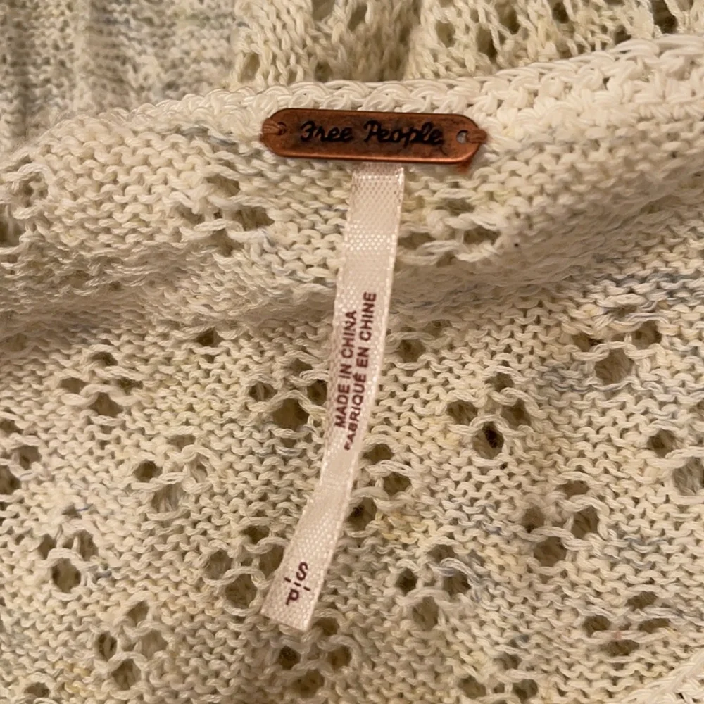 Free People Cream Sweater with Blue Accents - Picture 5 of 6